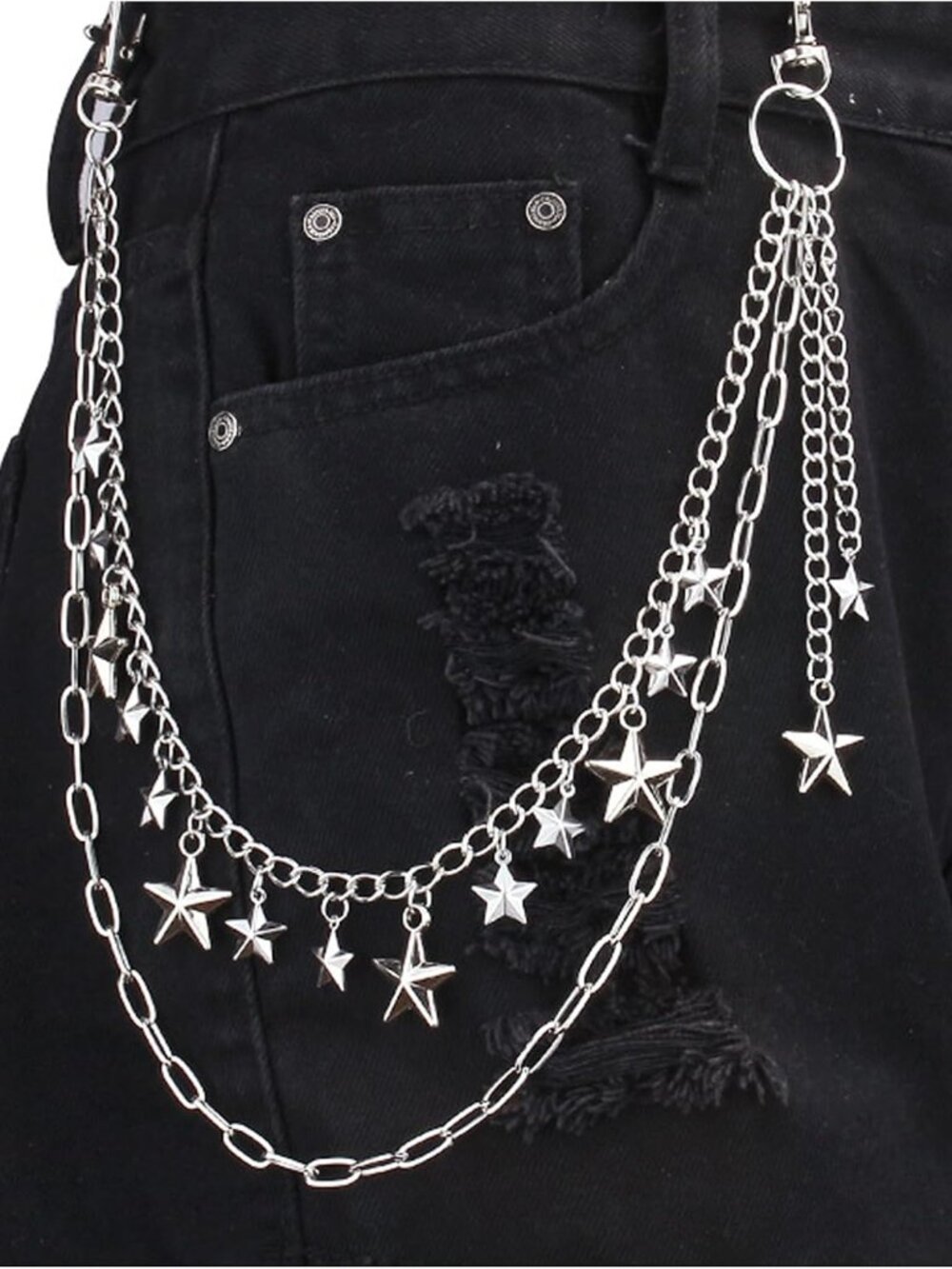 Y2K Star Pants Chain for Men Jean Chains for Women Pocket Chain for Pants Biker - Picture 4 of 6